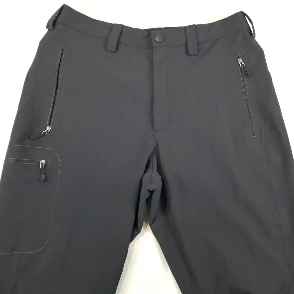 Patagonia Snow Pants Mens 34x32 Black Softshell Stretch Hiking Ski Zip Pockets